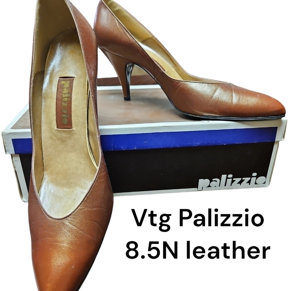 Vintage Palizzio Ichabod Cinnamon Leather Heels 8.5AA See size in Box
